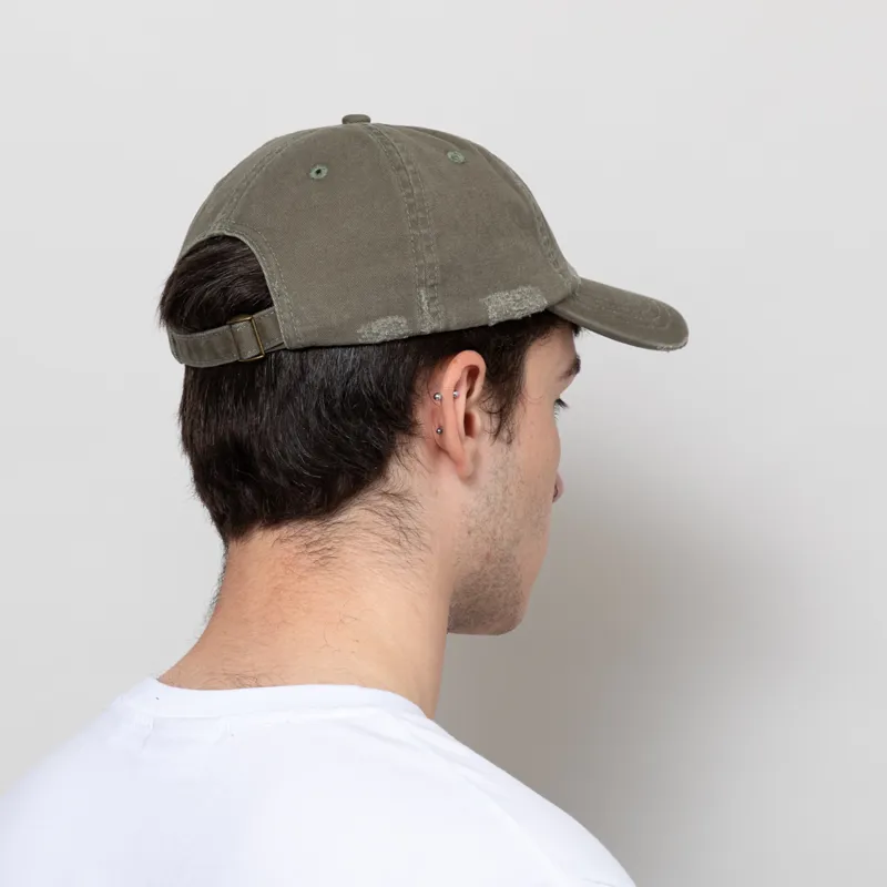 Museum Of Peace And Quiet Wordmark Distressed Dad Cap Olive-2
