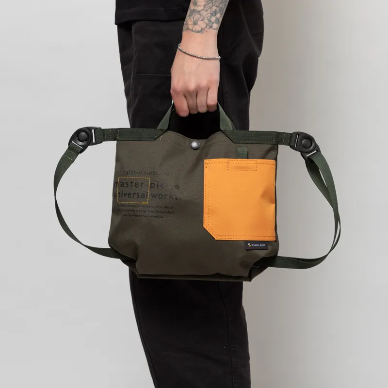Universal Works x Master-piece Small Tote Bag Olive Recycled Tech Canvas-1