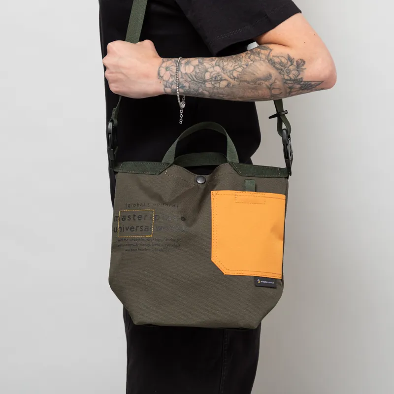 Universal Works x Master-piece Small Tote Bag Olive Recycled Tech Canvas-4