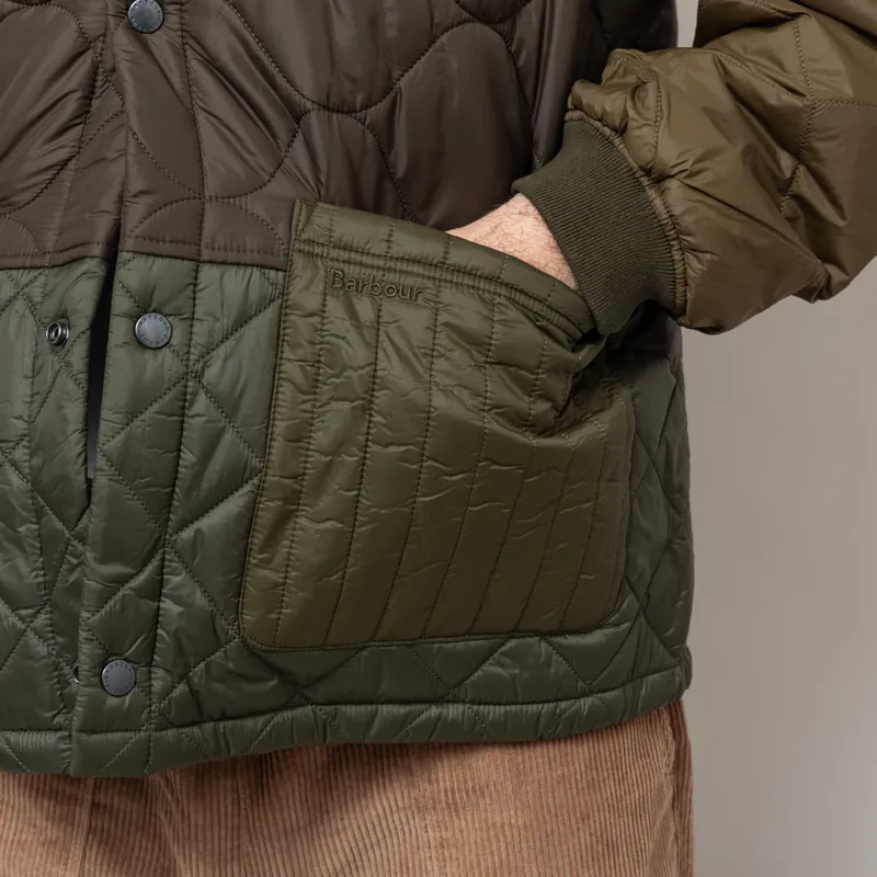 Barbour Cording Quilted Jacket Army Green-9