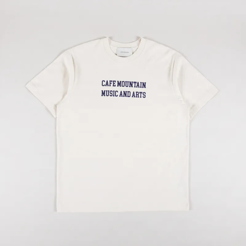 Cafe Mountain Music And Arts T Shirt Vintage Ivory Navy