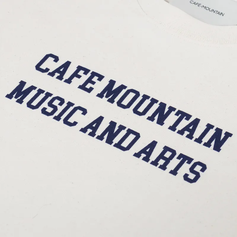 Cafe Mountain Music And Arts T Shirt Vintage Ivory Navy-2