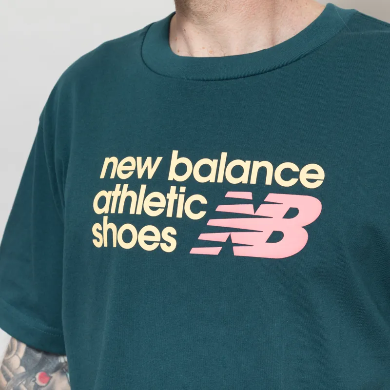 New Balance Athletics Premium Relaxed Chest Logo T Shirt Medusa Green-3