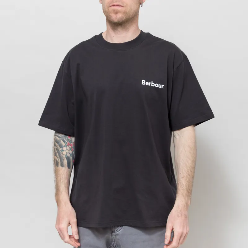 Barbour Crossby Archive Logo Oversized T Shirt Black-1