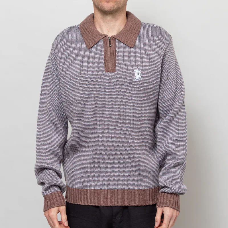 Huf Megablast Two Tone Waffle Sweater Washed Blue Moss