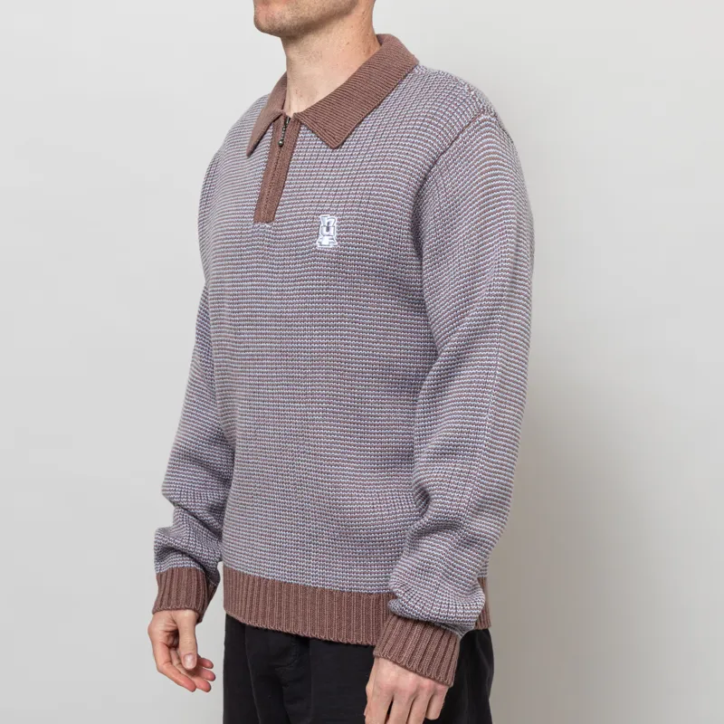 Huf Megablast Two Tone Waffle Sweater Washed Blue Moss-1