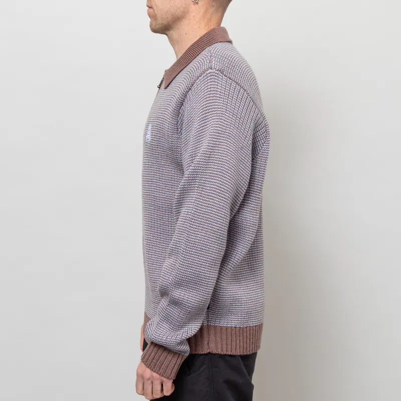 Huf Megablast Two Tone Waffle Sweater Washed Blue Moss-2