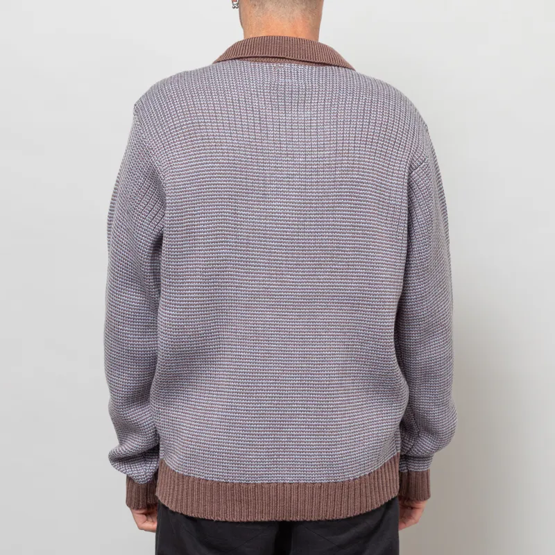 Huf Megablast Two Tone Waffle Sweater Washed Blue Moss-3