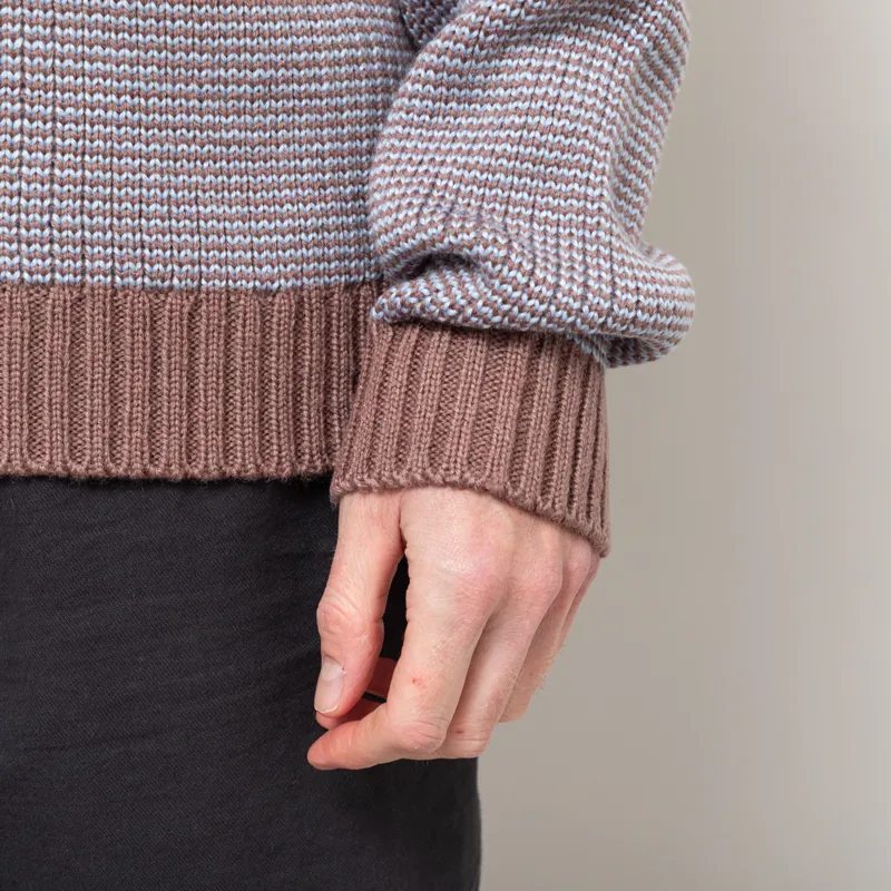 Huf Megablast Two Tone Waffle Sweater Washed Blue Moss-9