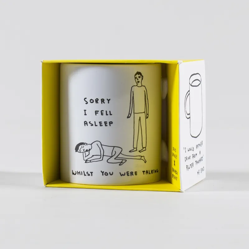 David Shrigley Fell Asleep Talking Mug