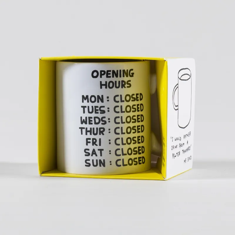 David Shrigley Opening Hours Mug