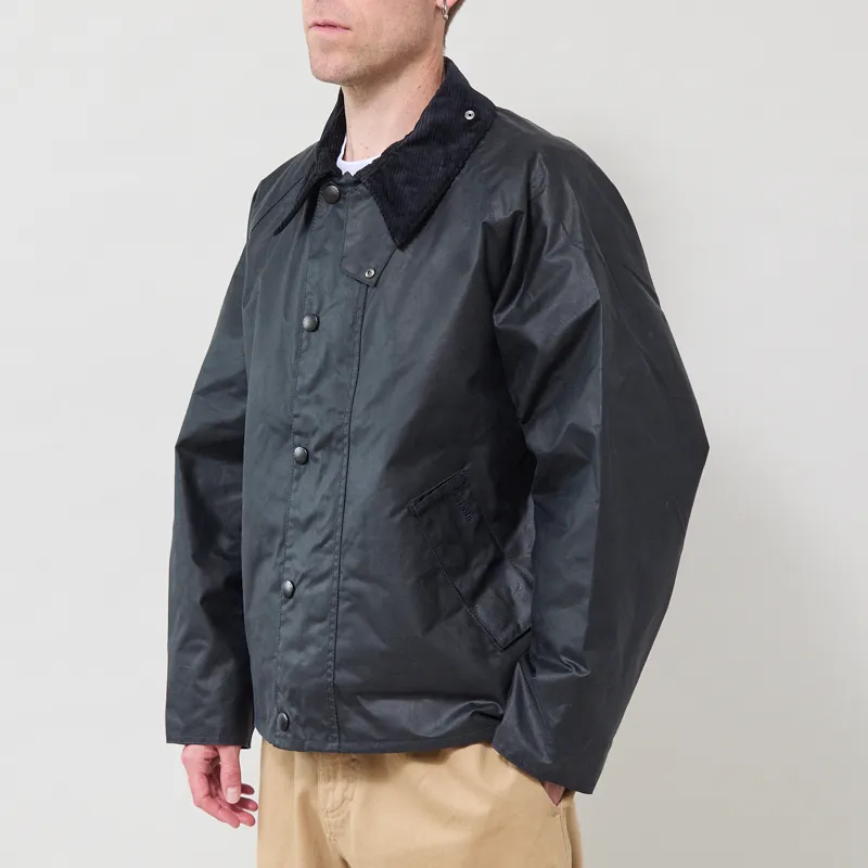 Barbour Transport Waxed Jacket Navy-1
