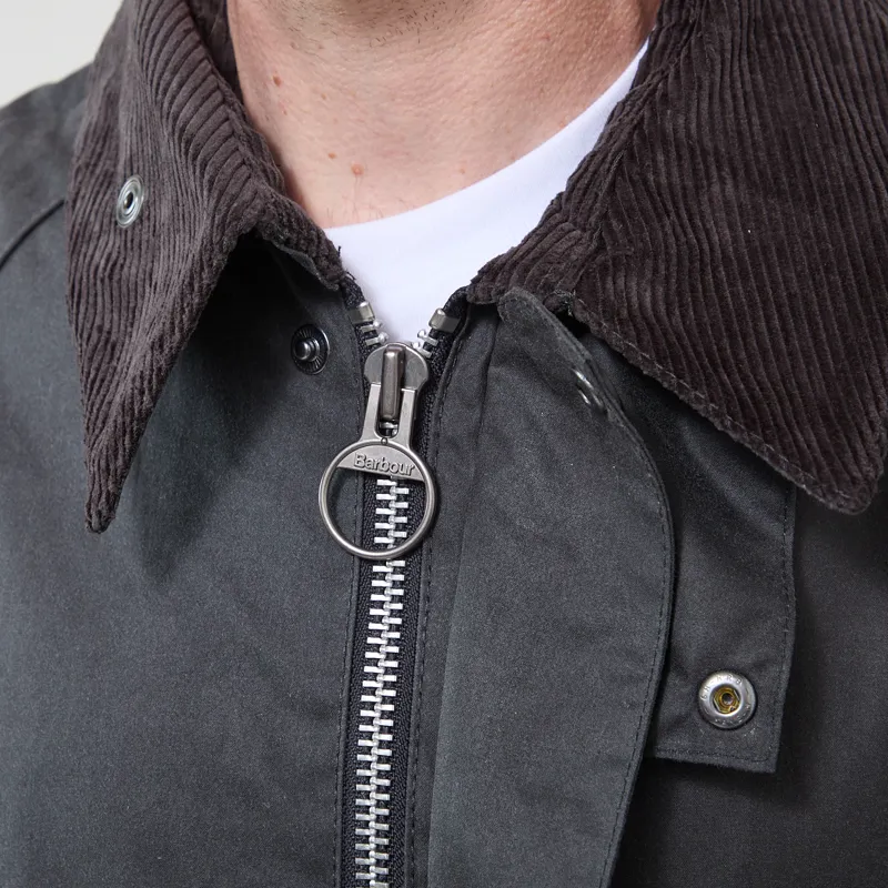 Barbour Oversized Bedale Waxed Jacket Grey-5
