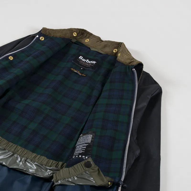 Barbour x Flower Mountain Oversized Transport Waxed Jacket Navy-4