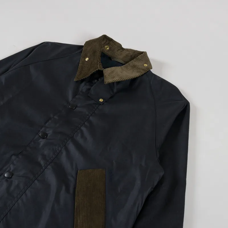 Barbour x Flower Mountain Oversized Transport Waxed Jacket Navy-3