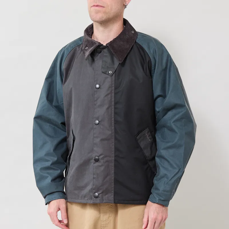 Barbour Patchwork Transport Wax Jacket Black Multi-1