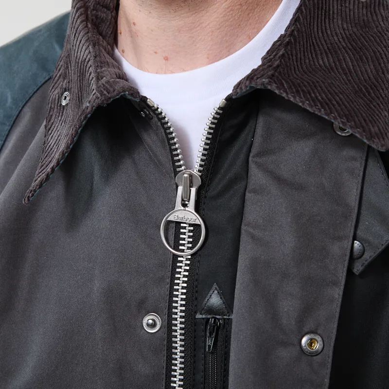 Barbour Patchwork Transport Wax Jacket Black Multi-5