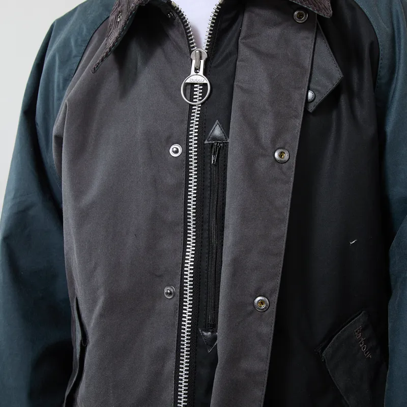 Barbour Patchwork Transport Wax Jacket Black Multi-6