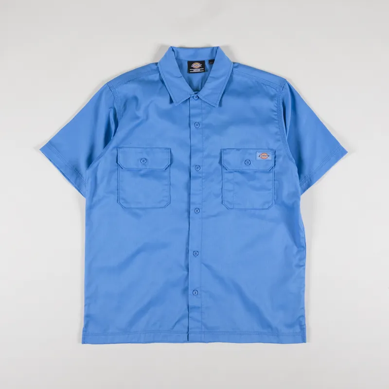 Dickies Madras Short Sleeve Shirt Azure Blue