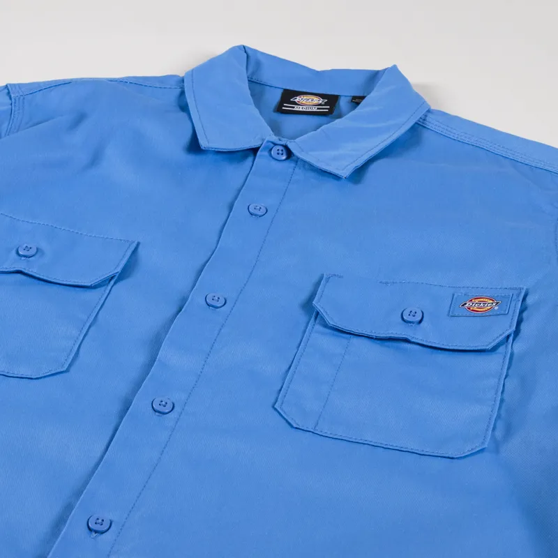 Dickies Madras Short Sleeve Shirt Azure Blue-2
