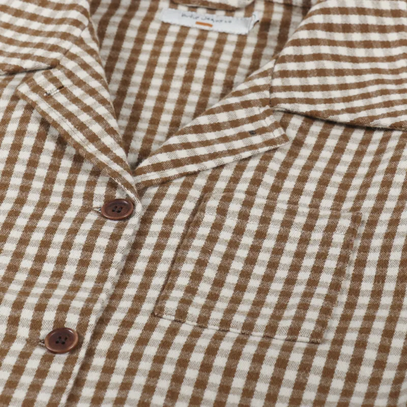Nudie Jeans Womens Maj Overshirt Gingham Oak-6