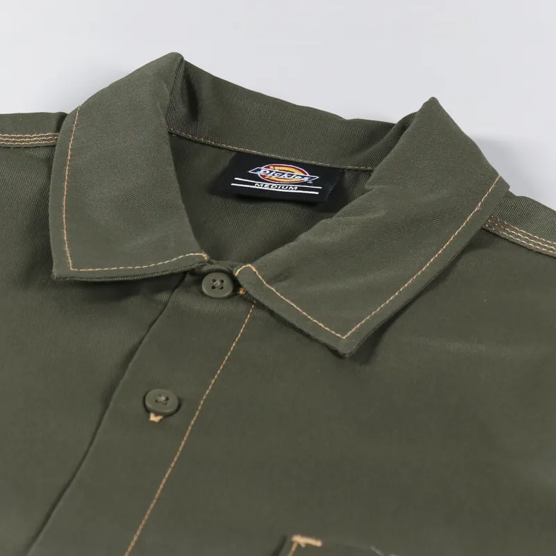 Dickies Madras Short Sleeve Shirt Military Green-4