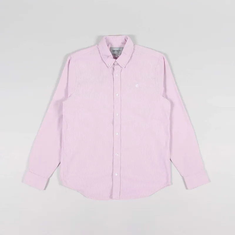 Carhartt WIP Long Sleeve Madison Fine Cord Shirt Soft Quartz White