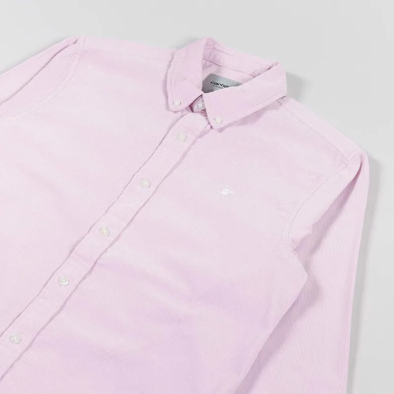 Carhartt WIP Long Sleeve Madison Fine Cord Shirt Soft Quartz White-2