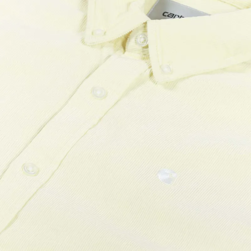 Carhartt WIP Long Sleeve Madison Fine Cord Shirt Soft Yellow White-5