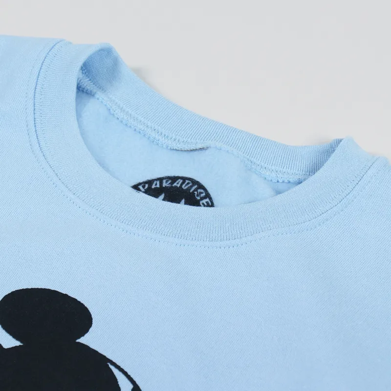 Paradise NYC Mens Mickey Moon Crew Neck Sweatshirt Light Blue Paradise NYC Mens Mickey Moon Crew Neck Sweatshirt Light Blue