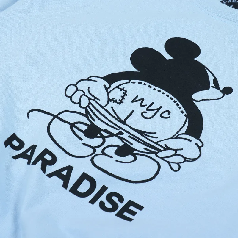 Paradise NYC Mens Mickey Moon Crew Neck Sweatshirt Light Blue Paradise NYC Mens Mickey Moon Crew Neck Sweatshirt Light Blue