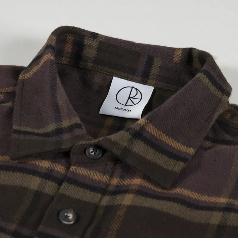 Polar Skate Co. Mike Flannel Long Sleeve Shirt Brown Mauve Check
