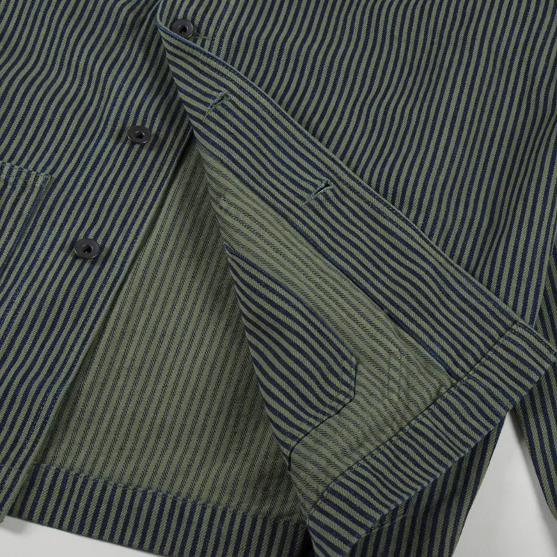 Beams Plus Mens Military Shawl Shirt Jacket Hickory Olive Green