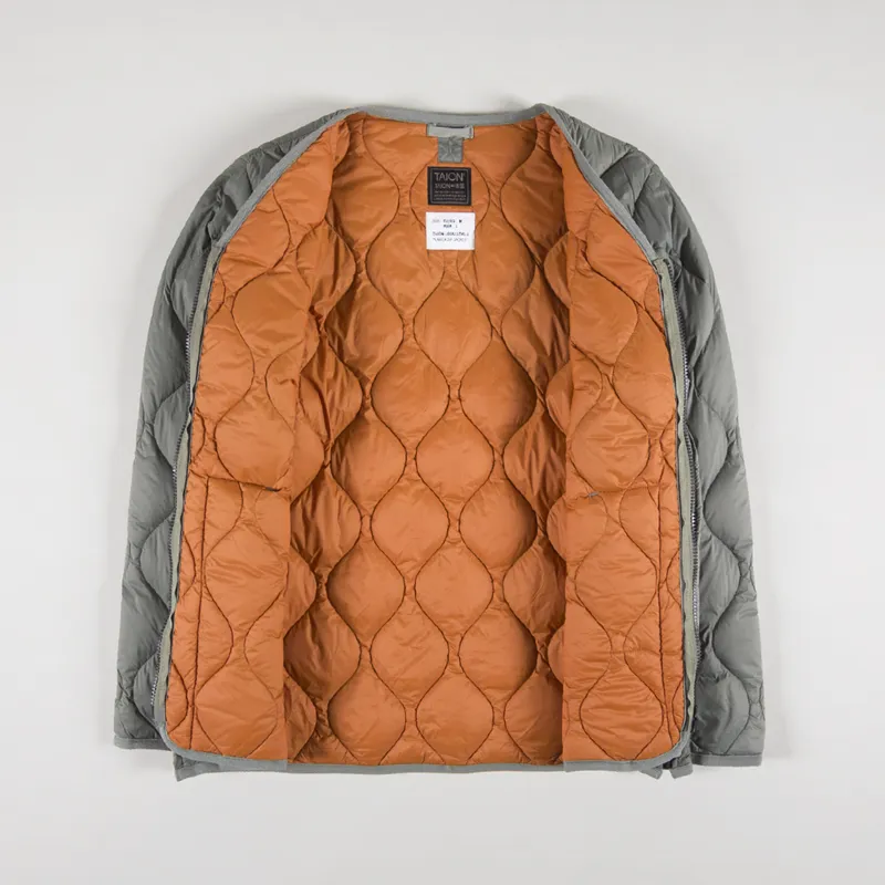 Taion Military V Neck Zip Down Jacket Dark Sage Green-1