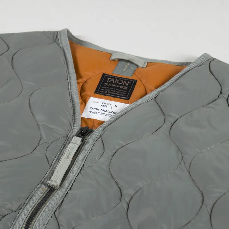 Taion Military V Neck Zip Down Jacket Dark Sage Green-8