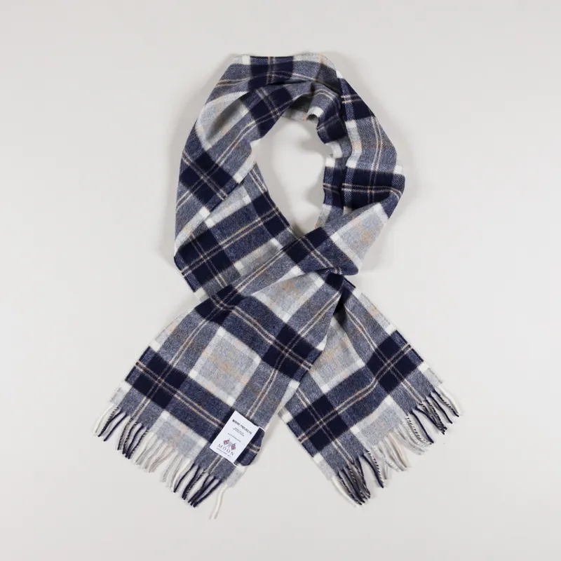 Norse Projects Moon Checked Lambswool Scarf Navy
