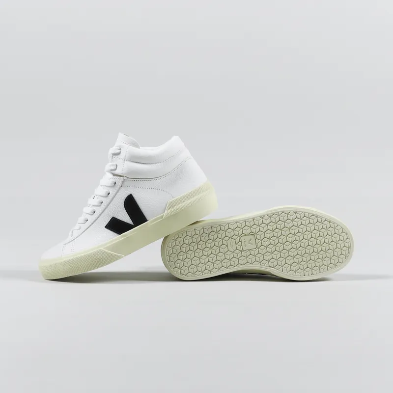 Veja Womens Minotaur Chromefree Leather Shoes Extra White Black Butter-2