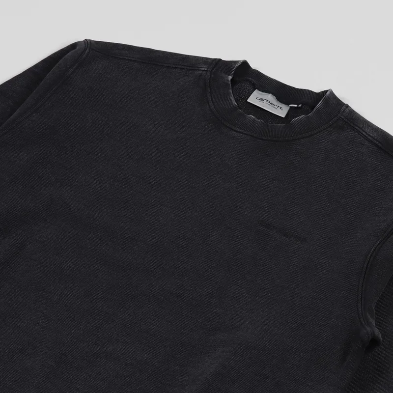 Carhartt WIP Mens Mosby Script Logo Sweatshirt Washed Black