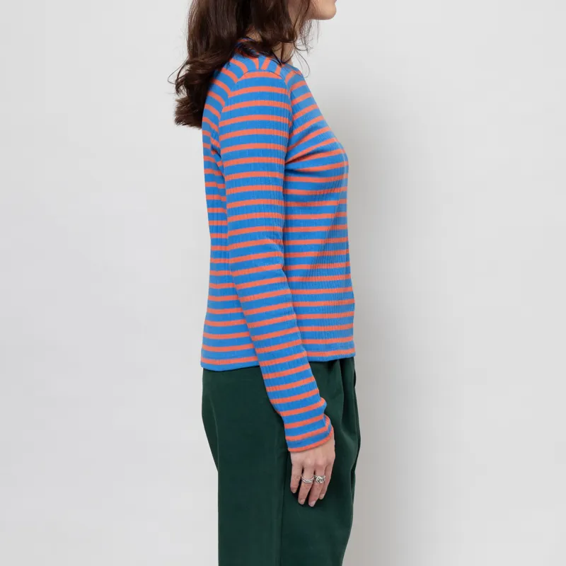 Rita Row Womens Rodo T Shirt Blue Orange Stripes-3