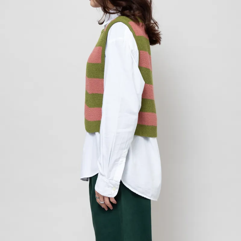 Rita Row Womens Annie Vest Pink Green Stripes-1