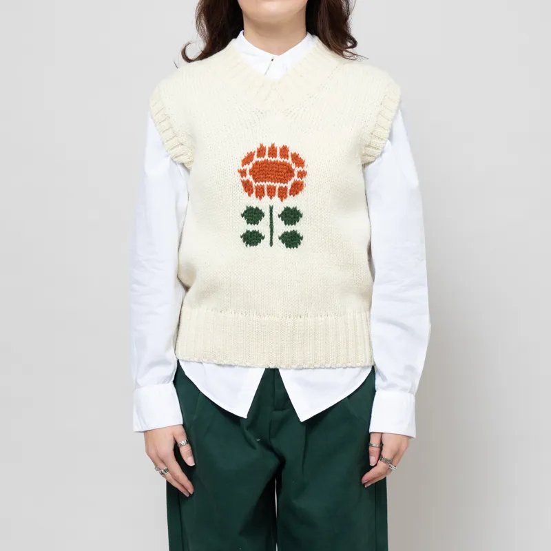 Howlin' Womens Close To The Flower Knitted Vest Ecru