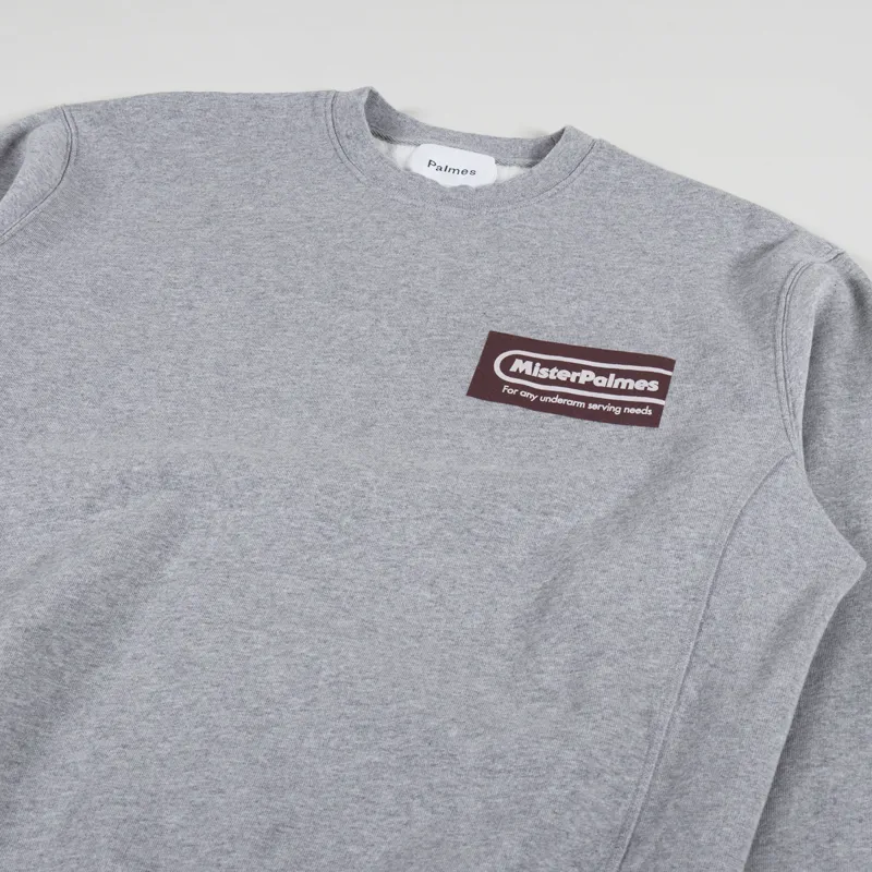 Palmes Tennis Society Mr. Palmes Crewneck Sweatshirt Grey Melange-2