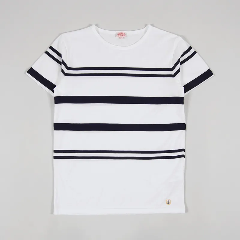 Armor Lux Mariniere Fantaisie T Shirt Blanc Navire