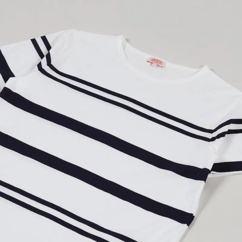 Armor Lux Mariniere Fantaisie T Shirt Blanc Navire-1