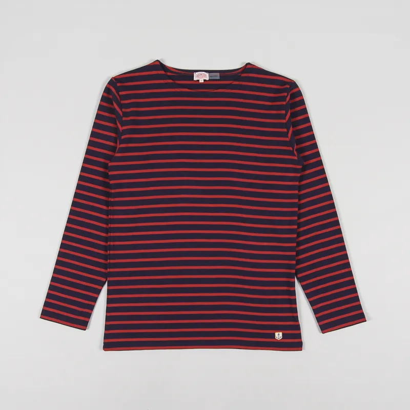 Armor Lux Mariniere ML Heritage T Shirt Navire Rosso