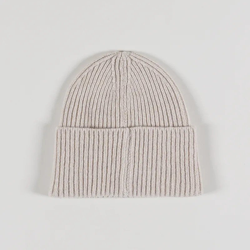 Norse Projects Merino Lambswool Rib N Logo Beanie Oatmeal-1