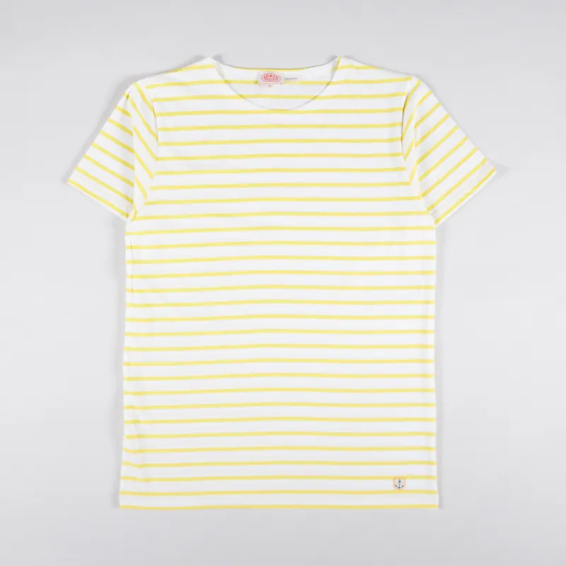 Armor Lux Mariniere Heritage T Shirt Milk Neon Yellow