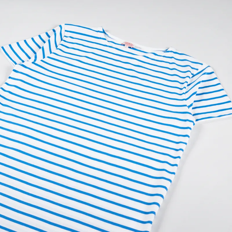Armor Lux Mariniere Heritage T Shirt Milk Royal Blue-2