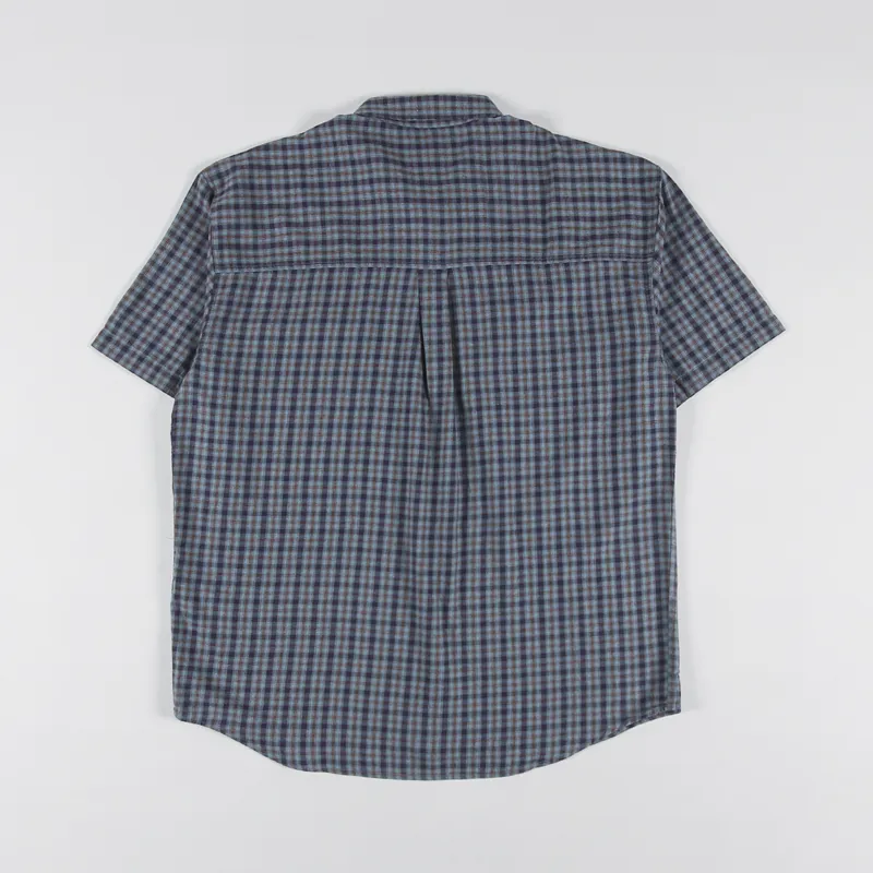 Polar Skate Co. Mens SS Mitchell Flannel Shirt Blue Brown