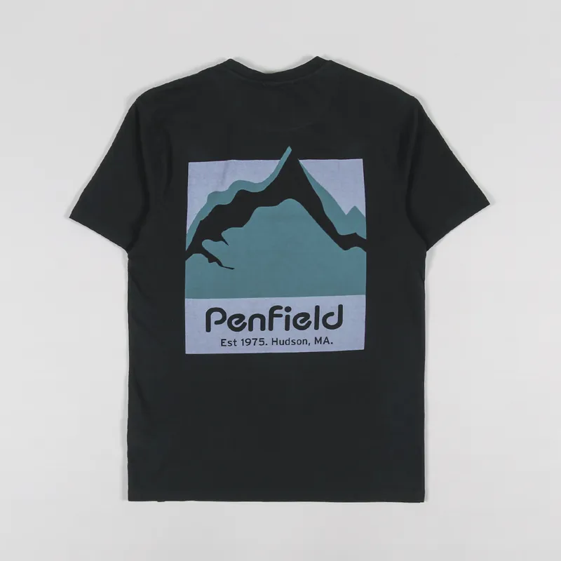 Penfield Mountain Scene Back Graphic T Shirt Black